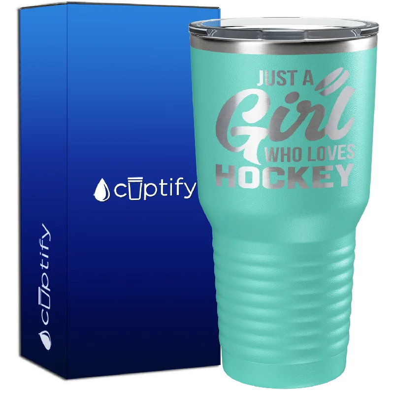 Frosted glass coffee tumblers-Just a Girl Who Loves Hockey 30oz Hockey Tumbler