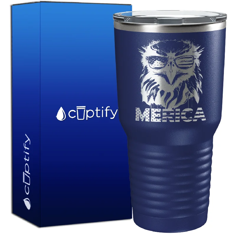 Shatter-resistant glass tumblers-Merica Eagle 30oz 4th of July Tumbler