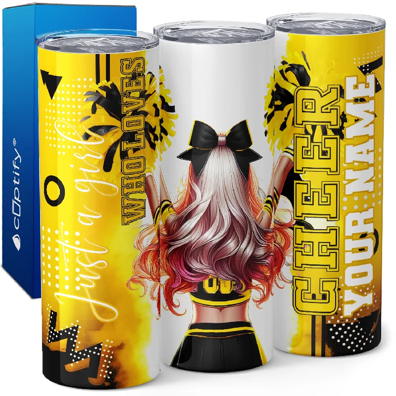 Heavy glass beer tumblers-Personalized Cheer Girl Blonde 20oz Skinny Tumbler