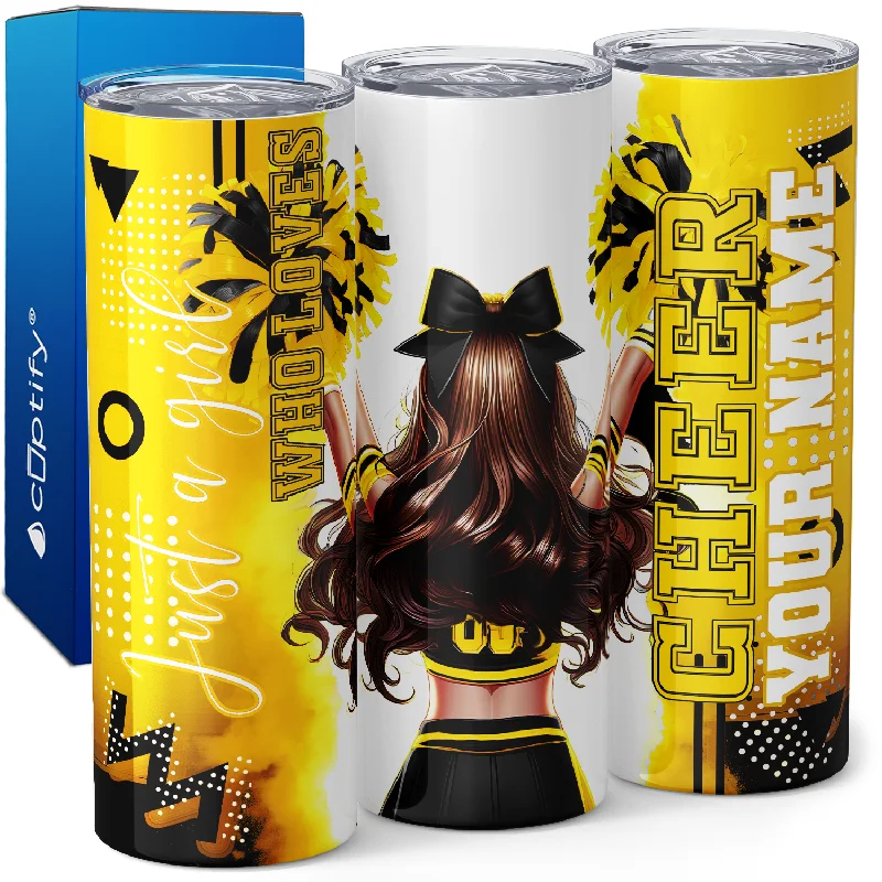 Personalized family mugs-Personalized Cheer Girl Brunette 20oz Skinny Tumbler