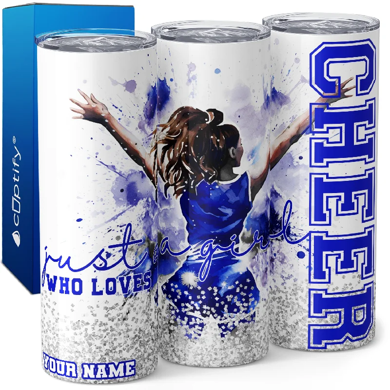 Portable insulated travel tumblers-Personalized Girl that Loves Cheer 20oz Skinny Tumbler