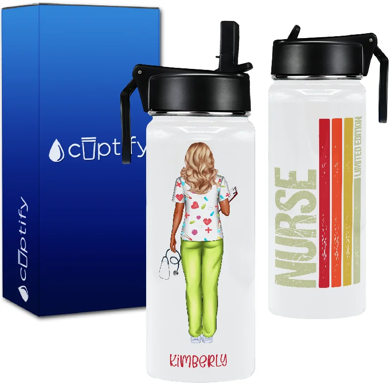 Personalized family mugs-Personalized Nurse Limited Edition 18oz Water Bottle